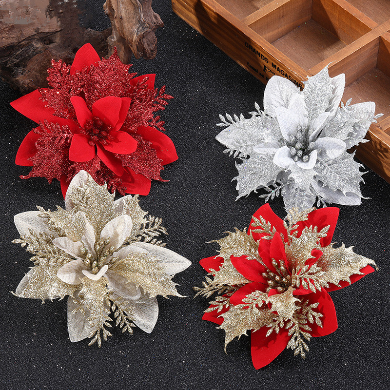 Amazon's Best-Selling New Christmas Decorations Gold Powder Flower Rattan Garland Flower Door Window Holy Wholesale Christmas Tree