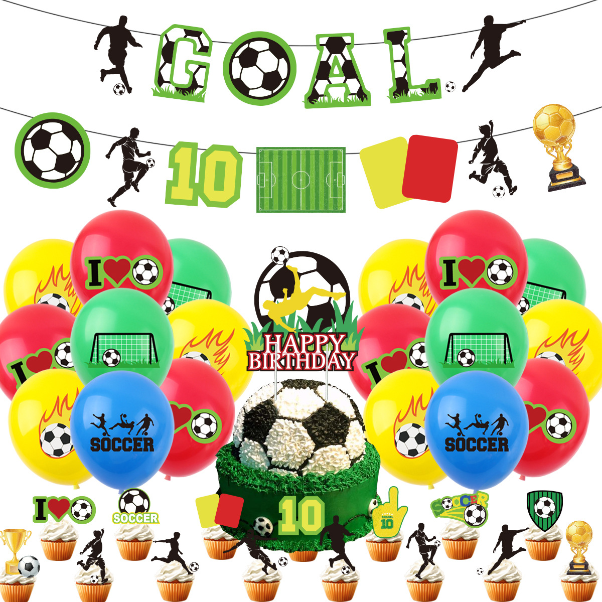 Picture of European Cup Football Party Decoration Supplies Goal Fan Event Dress up Balloon Spiral Ornament Banner Flag