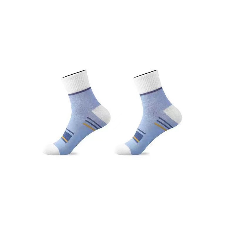 Picture of Autumn Socks for Men, Odor-Resistant, Non-Slip, Breathable, Color-Blocked Striped Men's Socks, Zhuji Socks, Mid-Calf Socks, Men's Socks