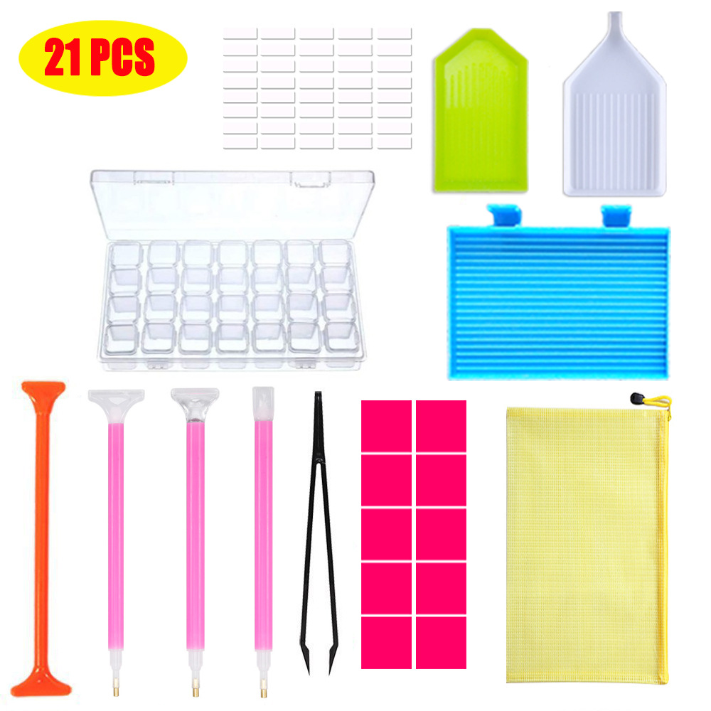 Cross-border 5D Diamond painting tool drill pen color 28 grid storage box brick and stone painting Diamond sticking tool suit Amazon