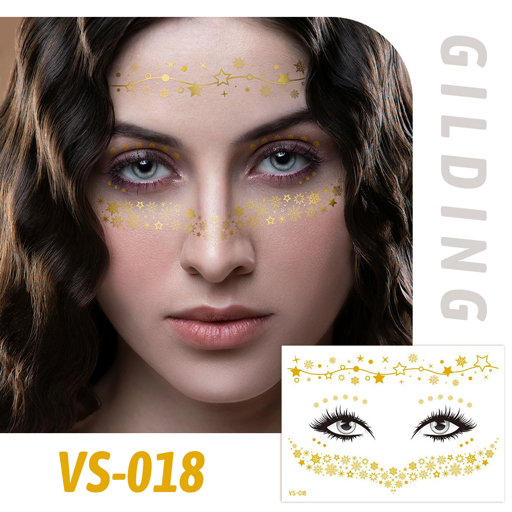 Picture of Cross-border Supply Waterproof Bronzing Electric Syllable Tattoo Sticker European and American Carnival Party Face Sticker Masquerade Freckles