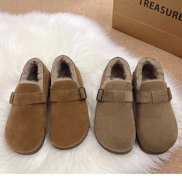 fleece-lined all-inclusive Birkenth Shoes Women's Winter 2024 New Slip-on Retro Maomao Cotton Shoes Thickened Warm Snow Boots