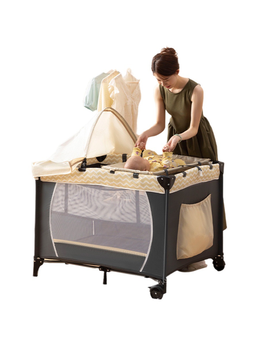 Cross-border direct-supply baby crib portable cradle bed foldable multifunctional newborn stitching bed