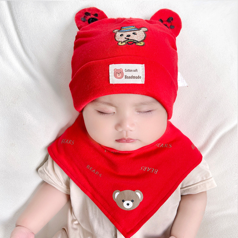 Picture of Katu Bear Infant Hat Spring & Fall 3-6-12 Months Male and Female Baby Pullover Hat Cotton 100-Day Sleeping Hat