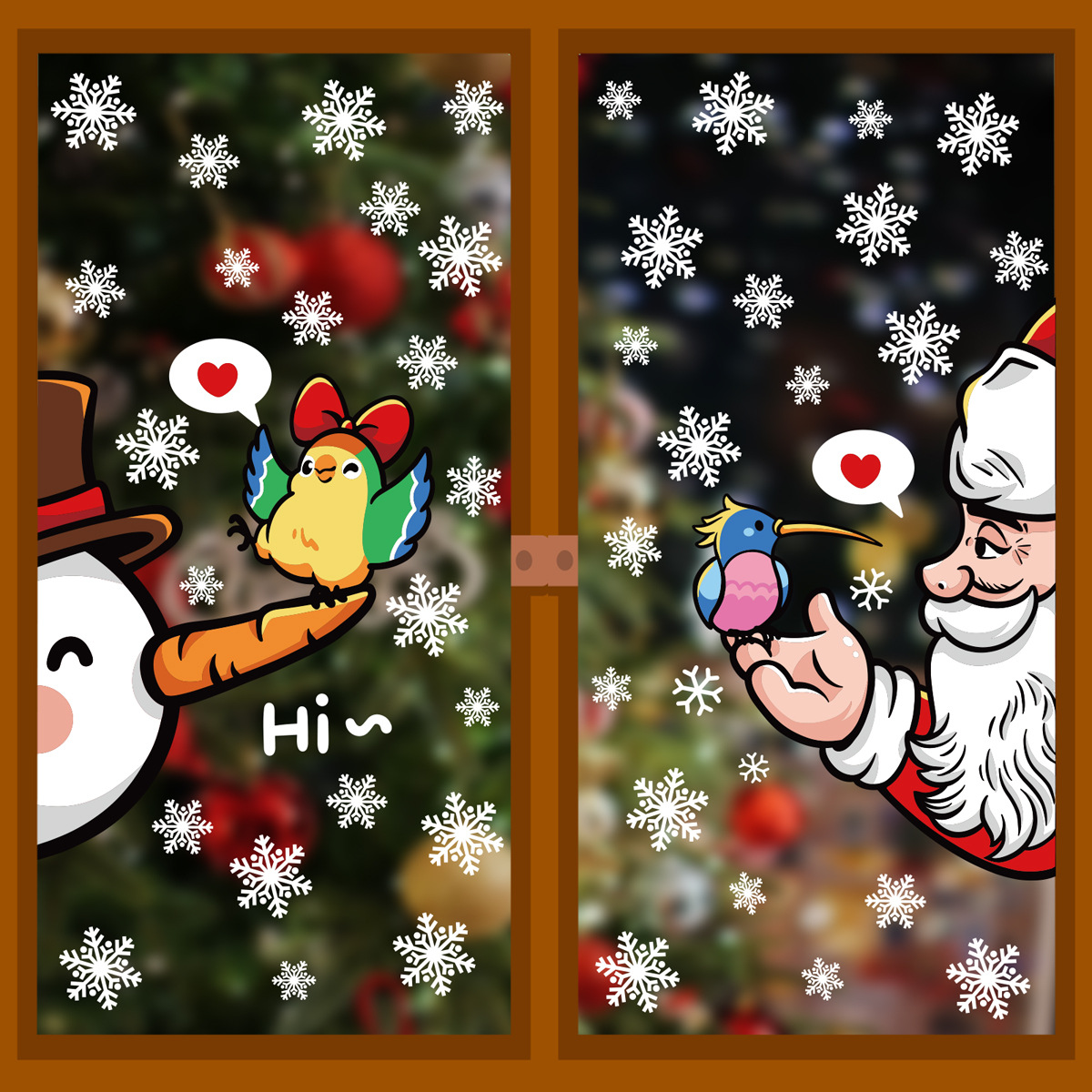 New Christmas Decorations Gift Box Bell Static Stickers Santa Claus Snowman Elk Glass Stickers Wholesale