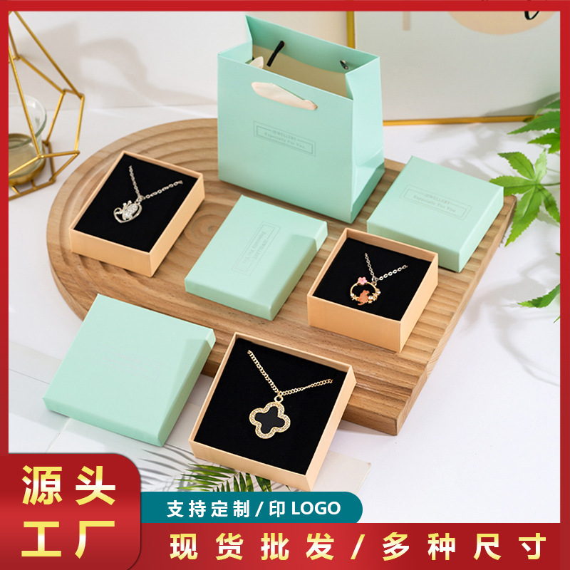 Manufacturer in stock blue lid jewelry box necklace ring stud earrings gift box jewelry box