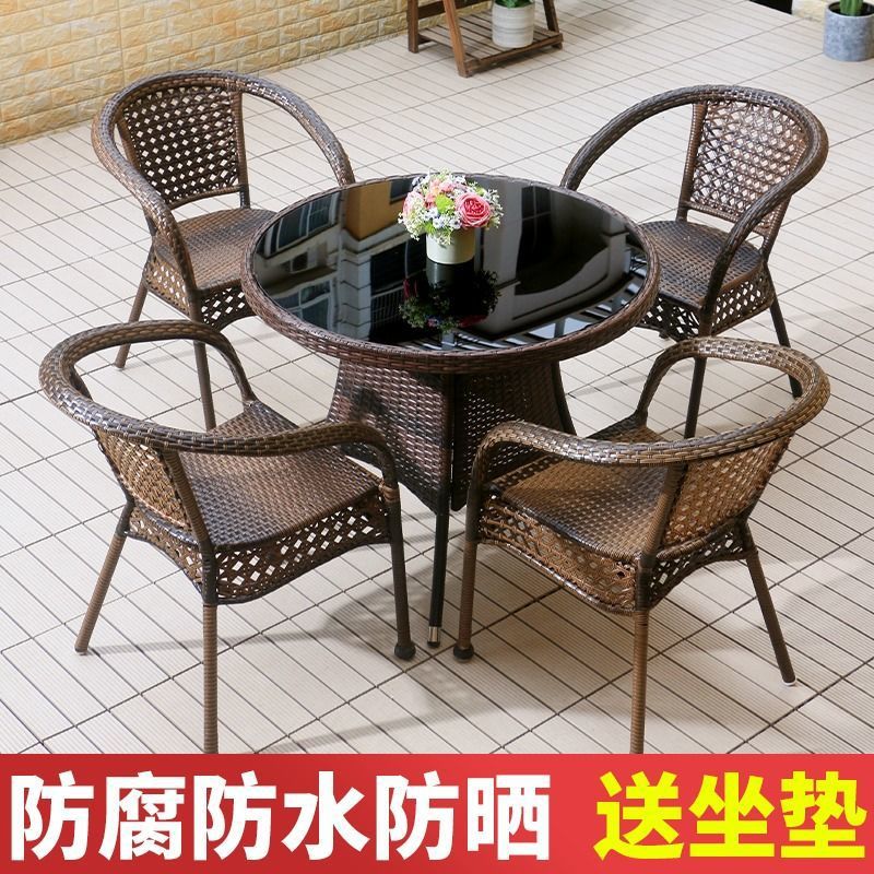 Outdoor Rattan Chair Single Back Chair Modern Woven Leisure Home Balcony Elderly Courtyard Outdoor Armrest Chair