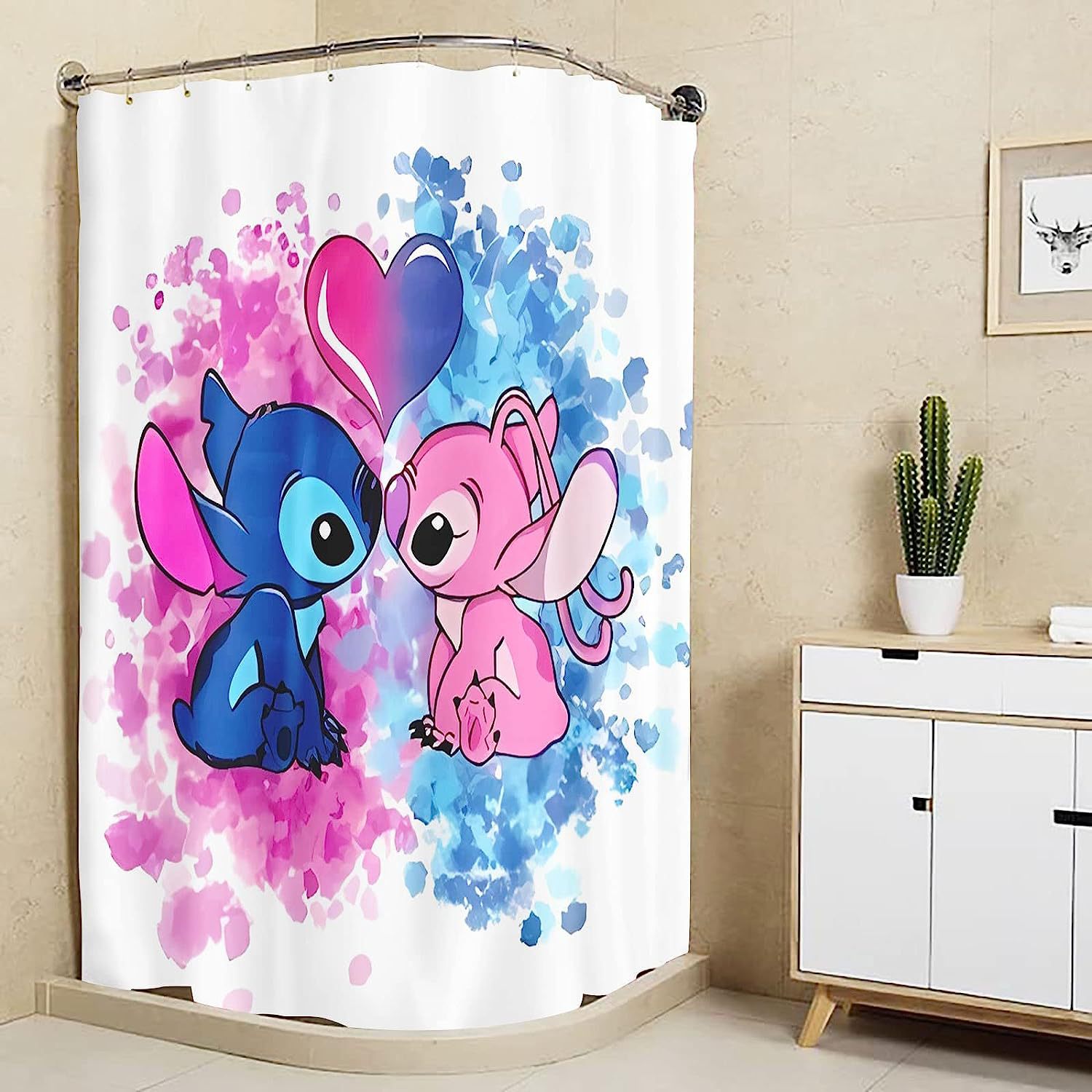 Picture of Cross-border supply non-perforated waterproof shower curtain bathroom partition bathroom thickened printed hanging curtain manufacturers wholesale