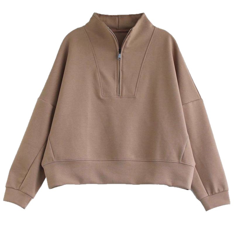 Picture of 2025 autumn new women's stand-up collar half-zip sweatshirt loose and foreign style wears long-sleeved casual top A6302