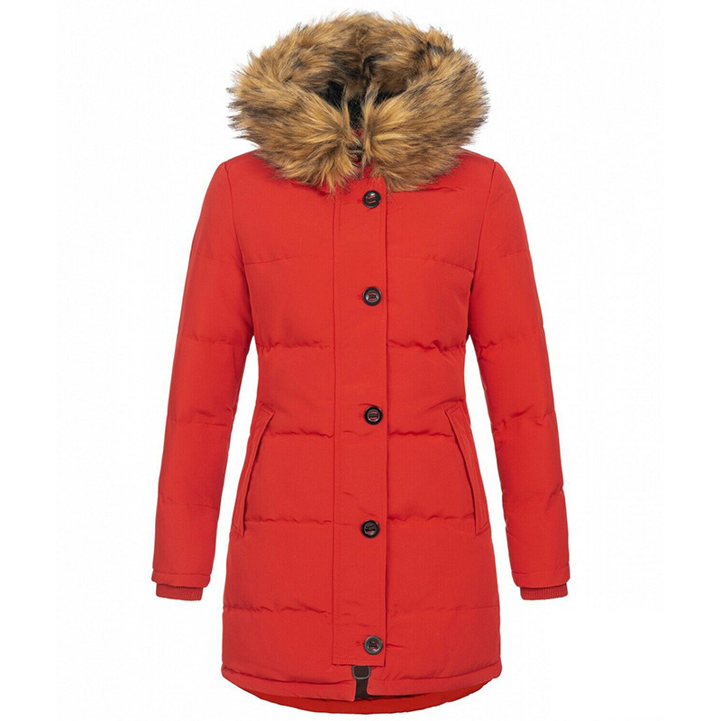Picture of Cross-border foreign trade women's clothing European and American autumn and winter new ladies hooded warm slim cotton-padded jacket long solid color coat