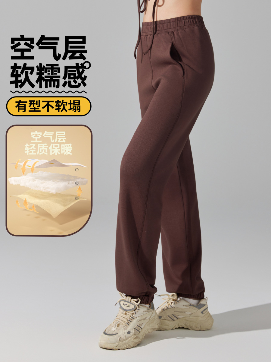 Sports Pants Women's Spring and Autumn New High Waist Slimming Loose Straight Pants Dipped Wide Leg Casual Pants Air Layer Sweatpants for Women