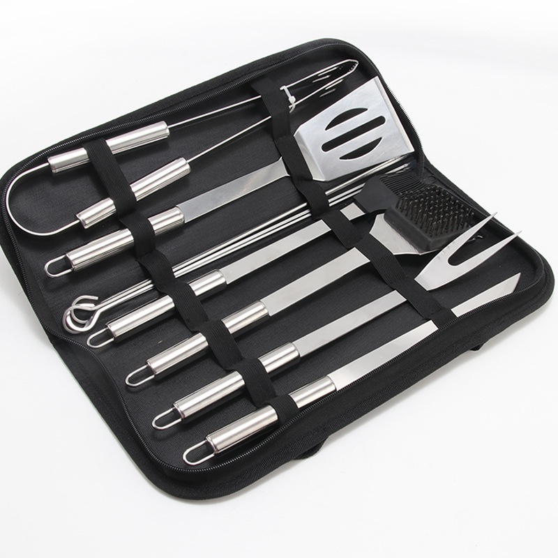 Picture of Amazon Stainless Steel Outdoor Barbecue Tool Bag Bbq Barbecue Clip Shovel Fork Skewer Aluminum Box Free Combination Set