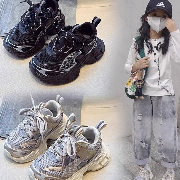 Girls' Shoes Mesh Breathable 2025 Spring and Autumn New Children's sneaker Non-slip Boys' Torre Shoes for Large Children