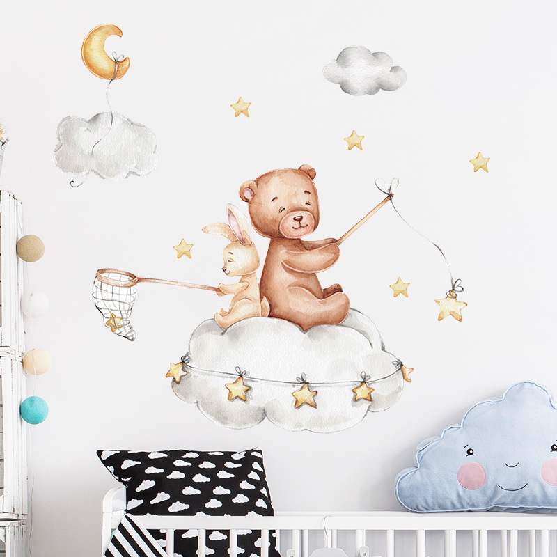 FX-D253 Bear Rabbit Star Moon Children's Bedroom Kindergarten Entrance Wall Beautification Decorative Wall Sticker