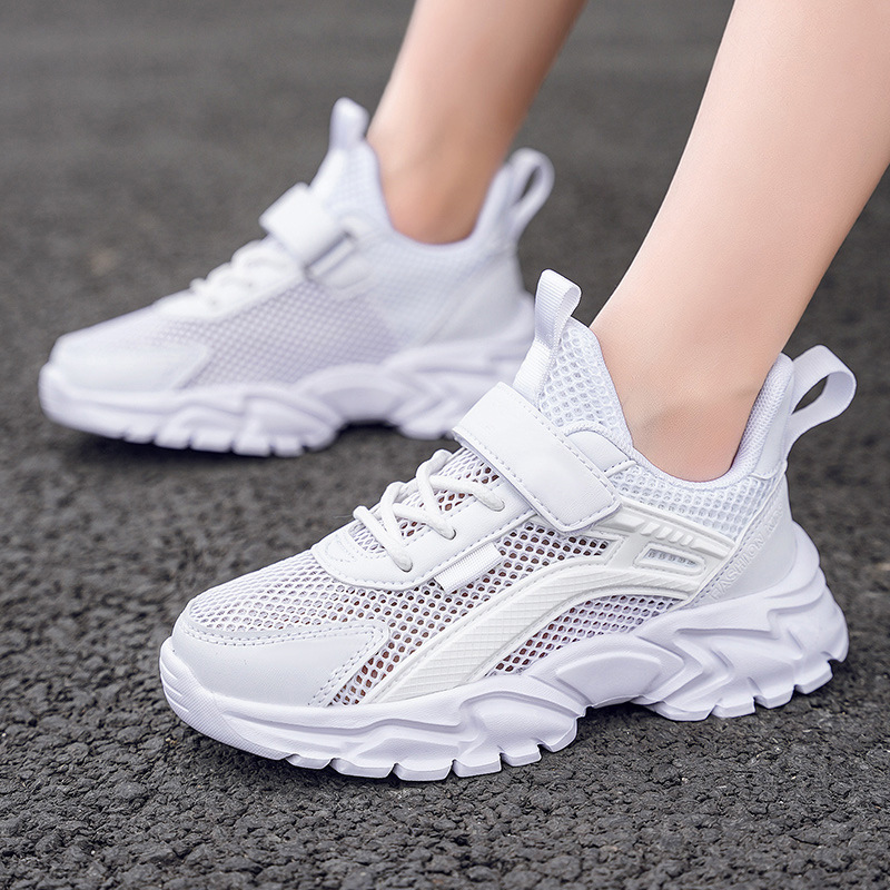 Children's Mesh Shoes Summer Sneakers High-top Lightweight Cross-border Velcro Small White Shoes for Boys and Girls