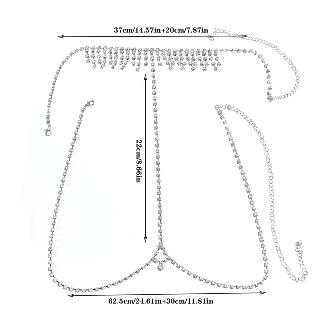 Picture of European and American Simple Beach Style Sexy Bikini Creative Body Chain Rhinestone Tassel Diamond Chest Chain Women's Waist Chain