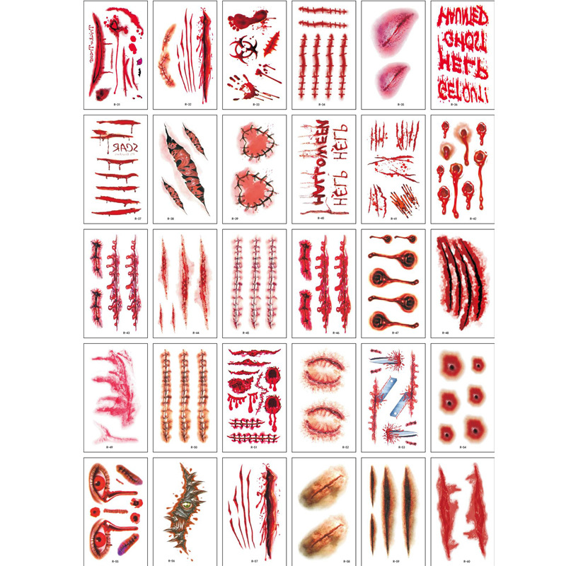 Picture of New scar Halloween tattoo stickers funny horror scar stickers waterproof realistic tattoo stickers 