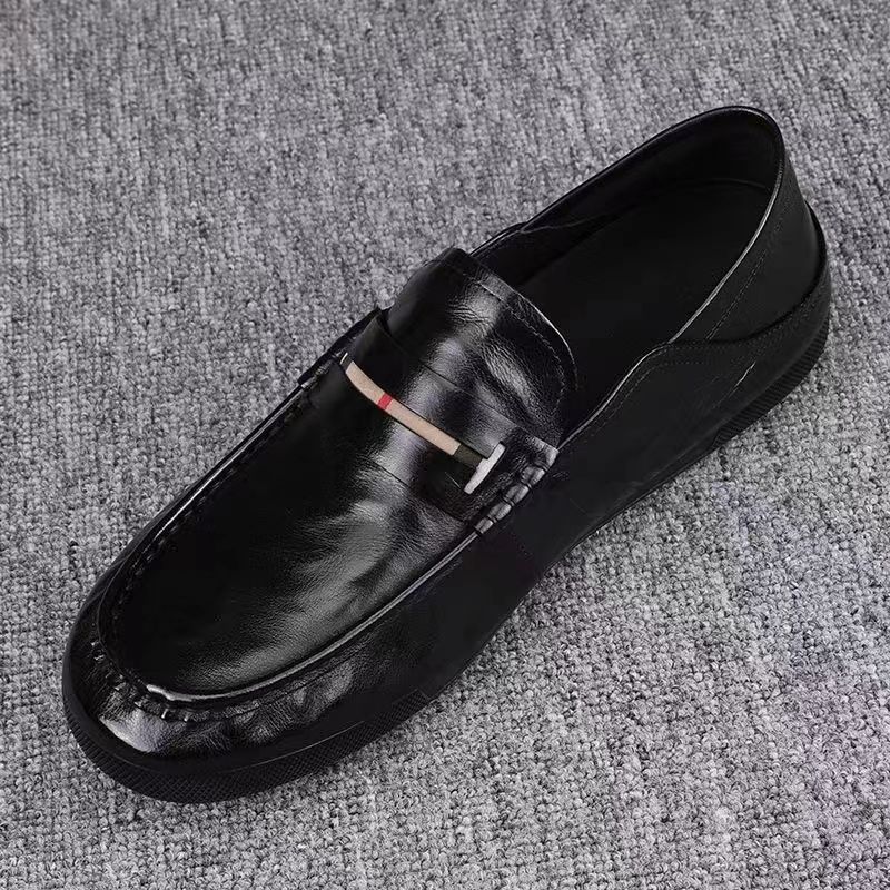 Men's Shoes 2025 New Spring Genuine Leather Loafers Men's Business Casual Leather Shoes Slip-On Lazy Beanie Trendy Shoes