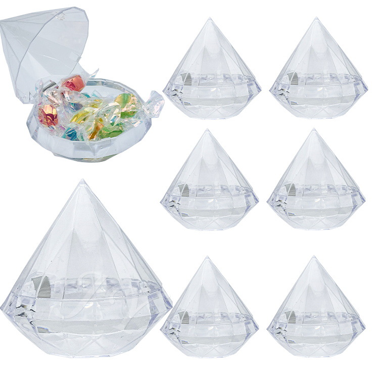 Transparent Cute Plastic Candy Box Creative Diamond Candy Box Personality Packaging Snack Storage Box Wedding Gift