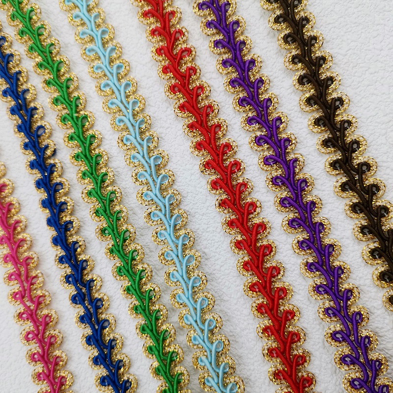 13mm New Golden edge centipede lace ribbon sofa ethnic clothing collar lampshade diy herringbone lace accessories