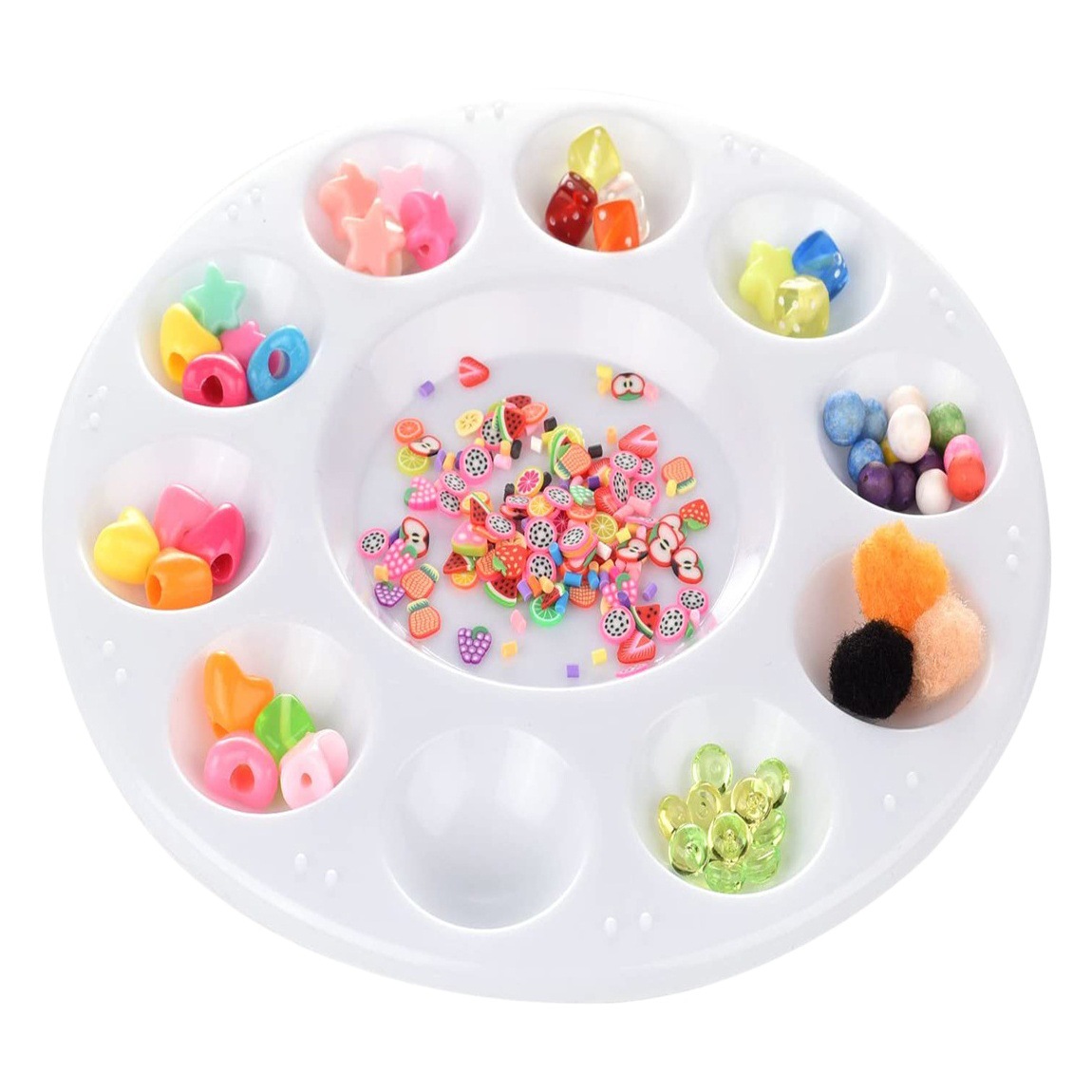 10-hole plastic round palette white round palette wholesale art paint color mixing supplies