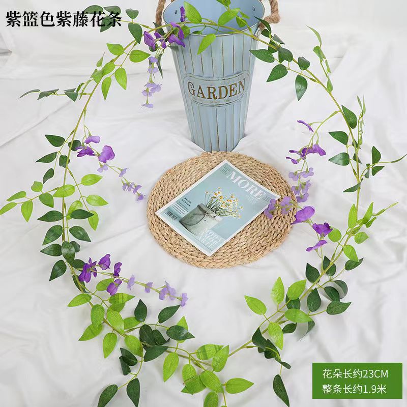 Picture of Simulation wisteria flower false Flower Vine decorative flower winding hanging flower plastic flower Vine string flower plant pipe shading flower