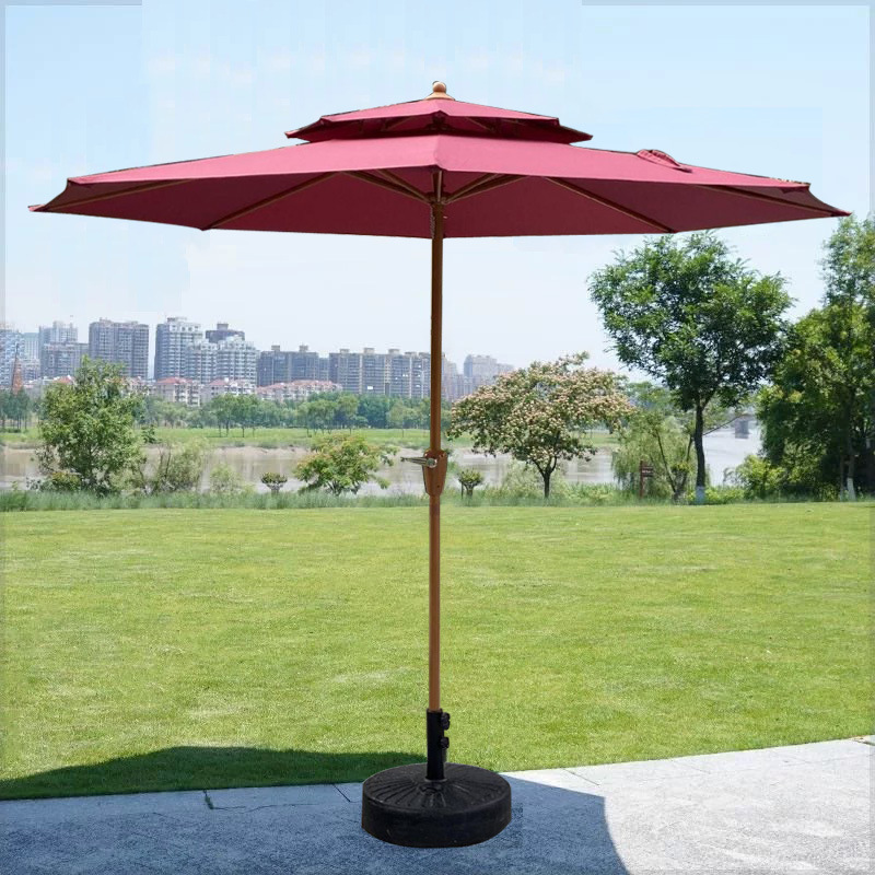 Picture of Outdoor Parasol Villa Courtyard Simple Home Leisure Balcony Terrace Outdoor Stall Sun Protection Double Top Center Column Umbrella