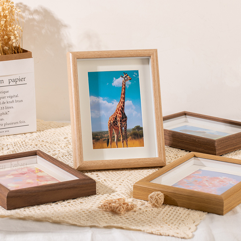 Picture of Hollow photo frame wooden table 6 inch 7 inch 8 inch 10 inch A4 wall solid wood Nordic creative wall frame wholesale