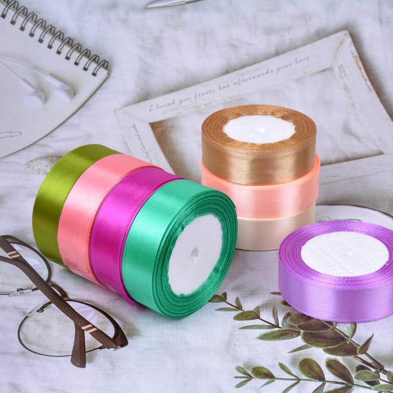 Manufacturer Supplies 2.5cm Polyester Webbing Handmade Hair Accessories Gift Box Cake Box Baking Packaging Ribbon Wholesale