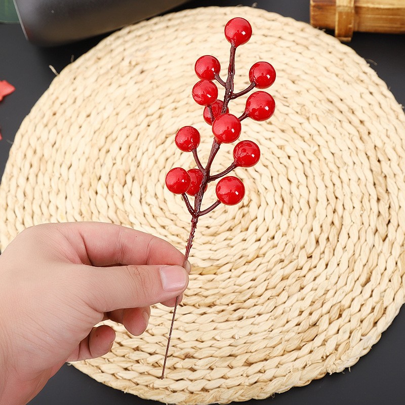 Picture of Source Factory Fortune Fruit Holly Fruit Christmas Red Fruit Home Living Room Decoration Wedding Celebration Ornaments Holly Fruit