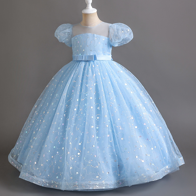 Picture of New European and American children's dress bubble sleeve princess dress girl's wedding dress pettiskirt flower girl's piano performance dress