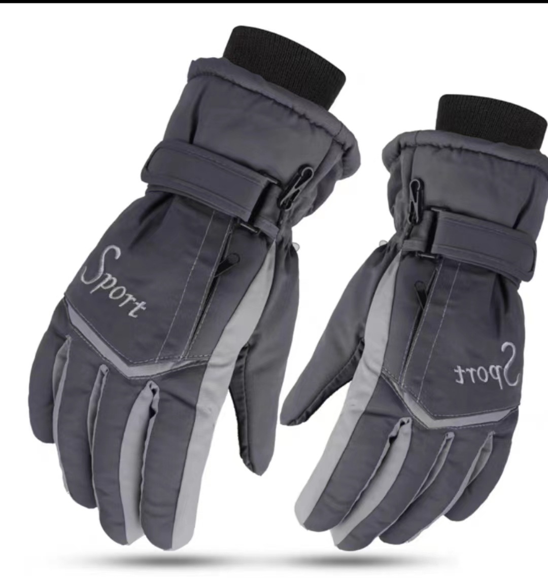 Picture of Adult Ski Gloves Men's Outdoor Waterproof Windproof Non-Slip Riding Sports Gloves Velvet-Lined Thickened Warm Gloves