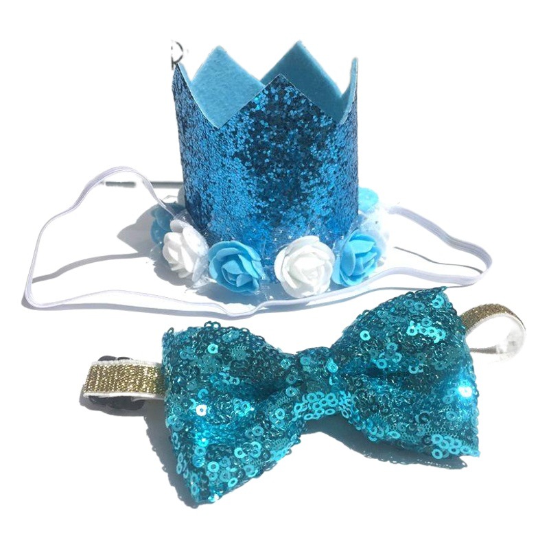 Children's Birthday Hat Baby Hundred Days Full Moon Birthday Crown Flower Sequins Party Decoration Supplies