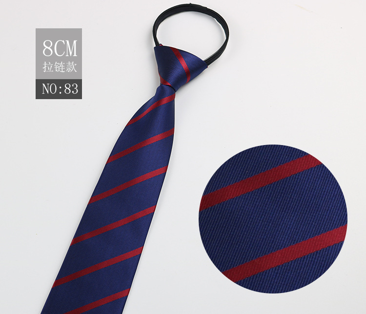 Picture of Factory Black Men's Tie Striped Blue Business Tie Lazy People Knot Free Zipper Tie in stock Wholesale