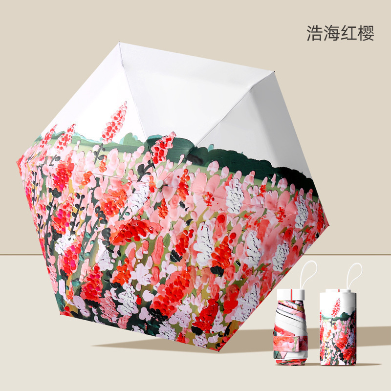 Picture of Noble Women's Bag Sun Umbrella Women's Sunny and Rainy High-value Super Sunscreen Ultraviolet Six-fold Sunshade Small Portable Foldable Umbrella