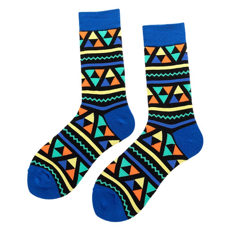 2024 Autumn and Winter New Geometric Trendy Socks Amazon Foreign Trade Socks Men and Women Personalized Trendy Socks Cotton Long Socks Wholesale