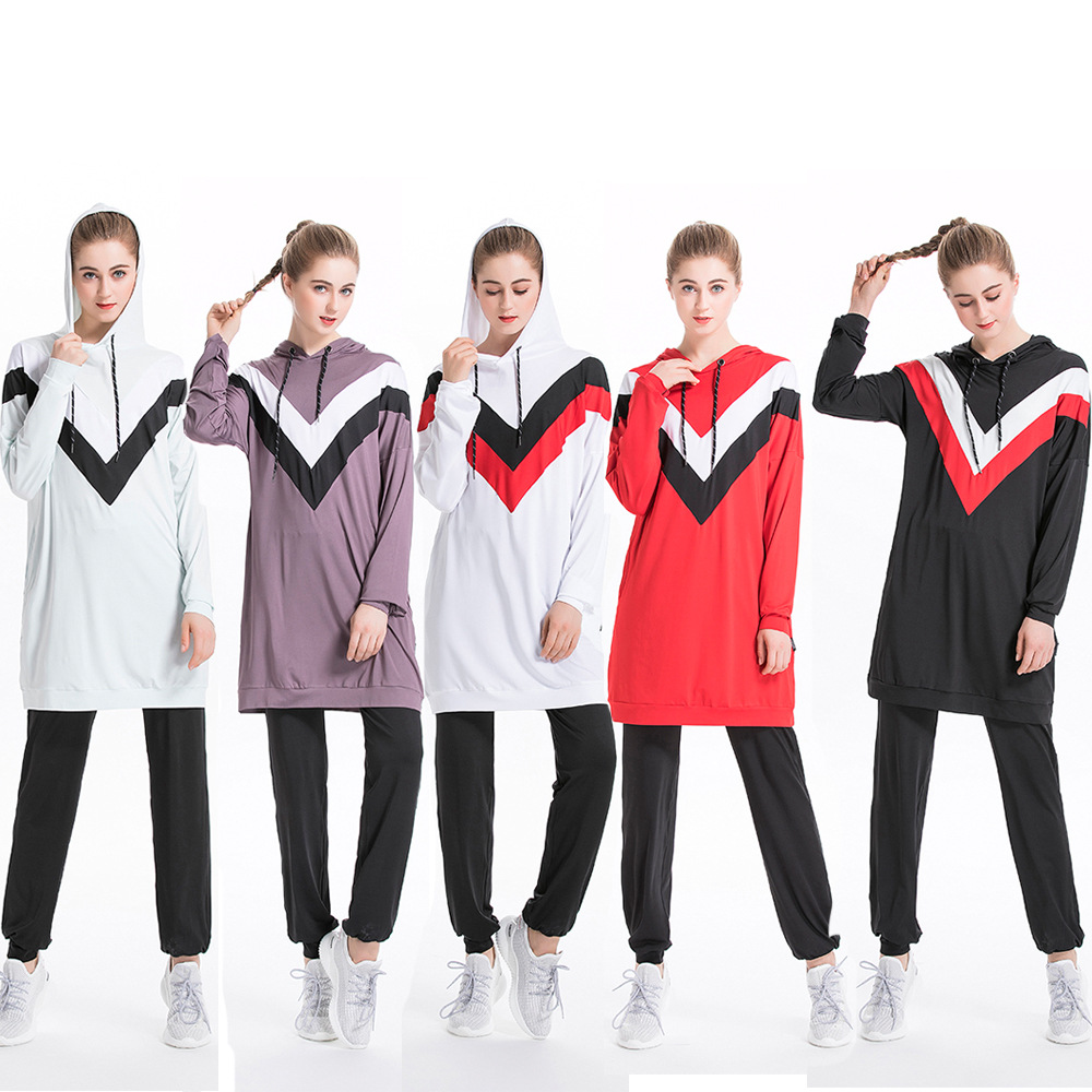 Autumn and Winter New Middle Eastern Arab Hui Sports and Leisure Color Matching Hooded Sports Sweatshirt Suit Y015