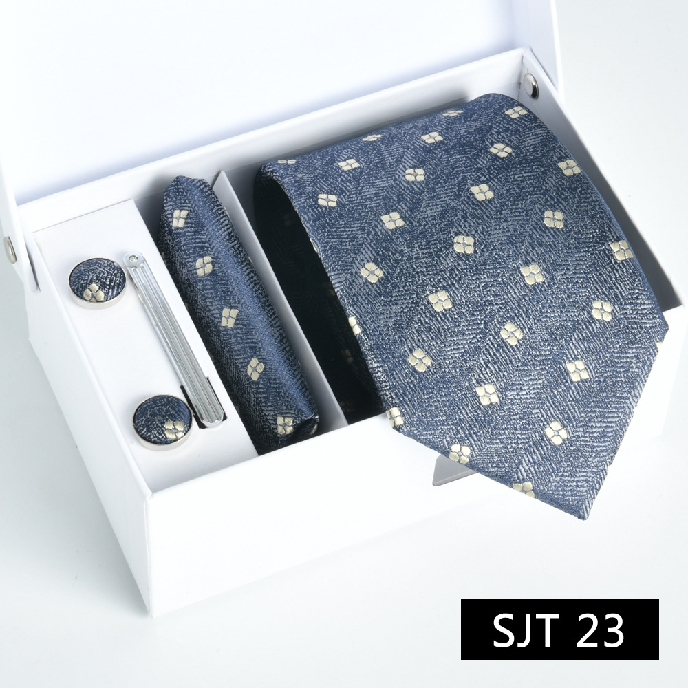 Picture of Tie formal business executive 5-piece gift box wedding = = groom wedding festive wine red in stock new