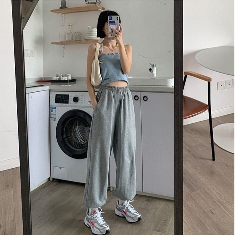 Picture of Women's Athletic Casual Pants Autumn 2025 New High-Waisted Jogger Cropped Pants Korean Style Loose Wide-Leg Pants Wholesale