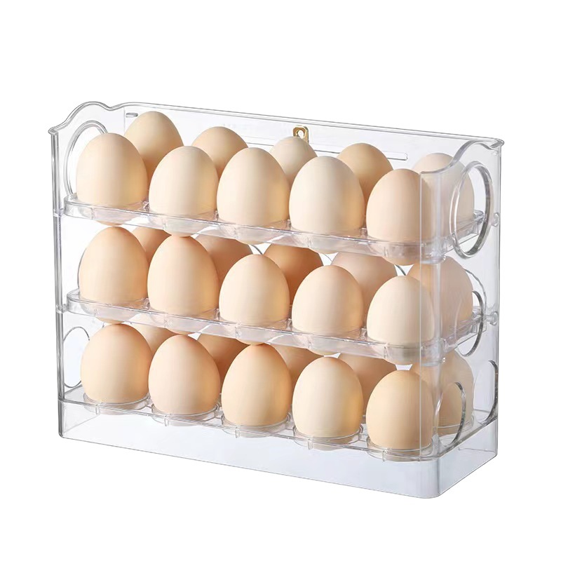 Egg Storage Box Flipping Refrigerator Side Door Storage Rack Shake Tone Same Style Egg Box Timing Preservation Egg Holder Egg