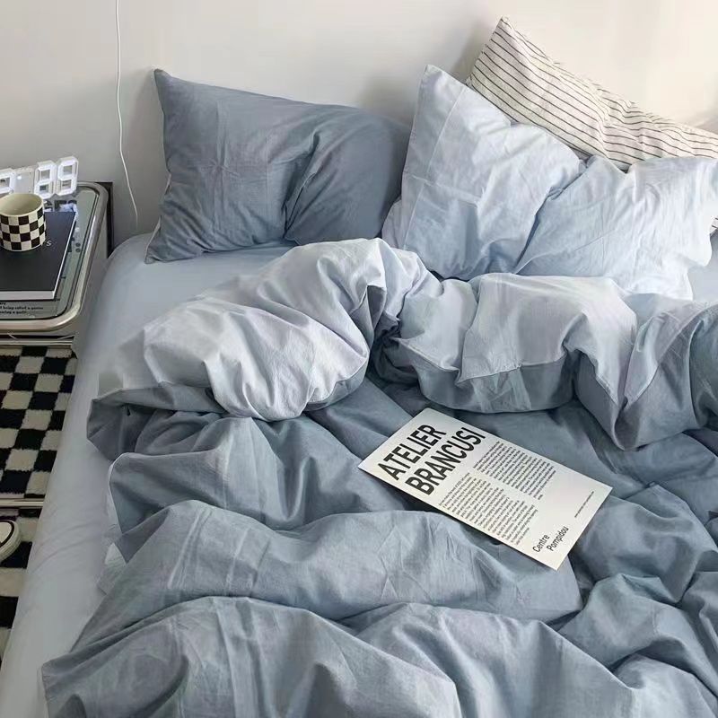 Picture of Four Seasons Washed Cotton ins Quilt Cover Four-piece Set Student Dormitory Bed Sheet Double Three-piece Set Quilt Cover Bedding