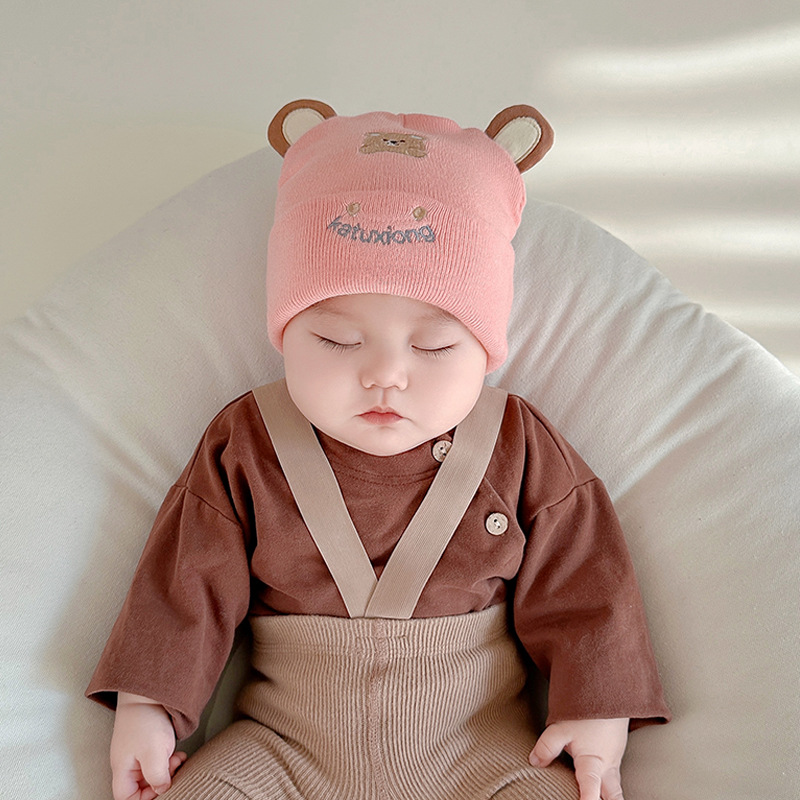 Picture of Katu Bear Infant Hat Spring & Fall 3-6-12 Months Male and Female Baby Pullover Hat Cotton 100-Day Sleeping Hat