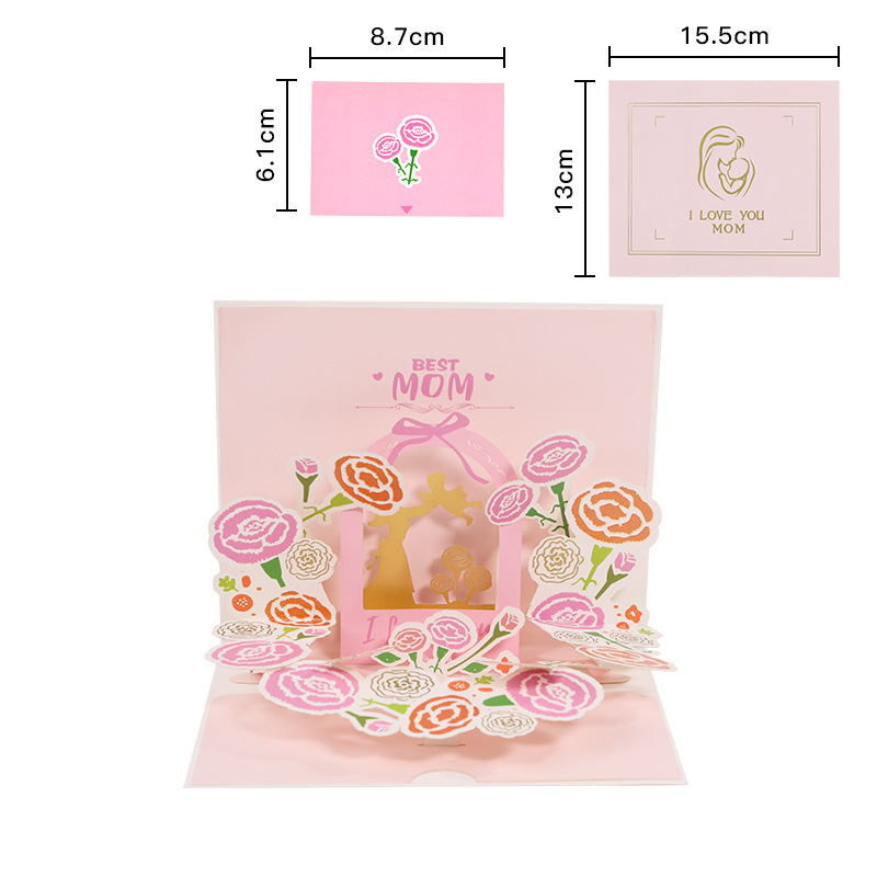 Picture of New Mother's Day Gift 3D Greeting Card Paper Carved Thank You Card Mother's Blessing Card Creative Cross-border Wholesale