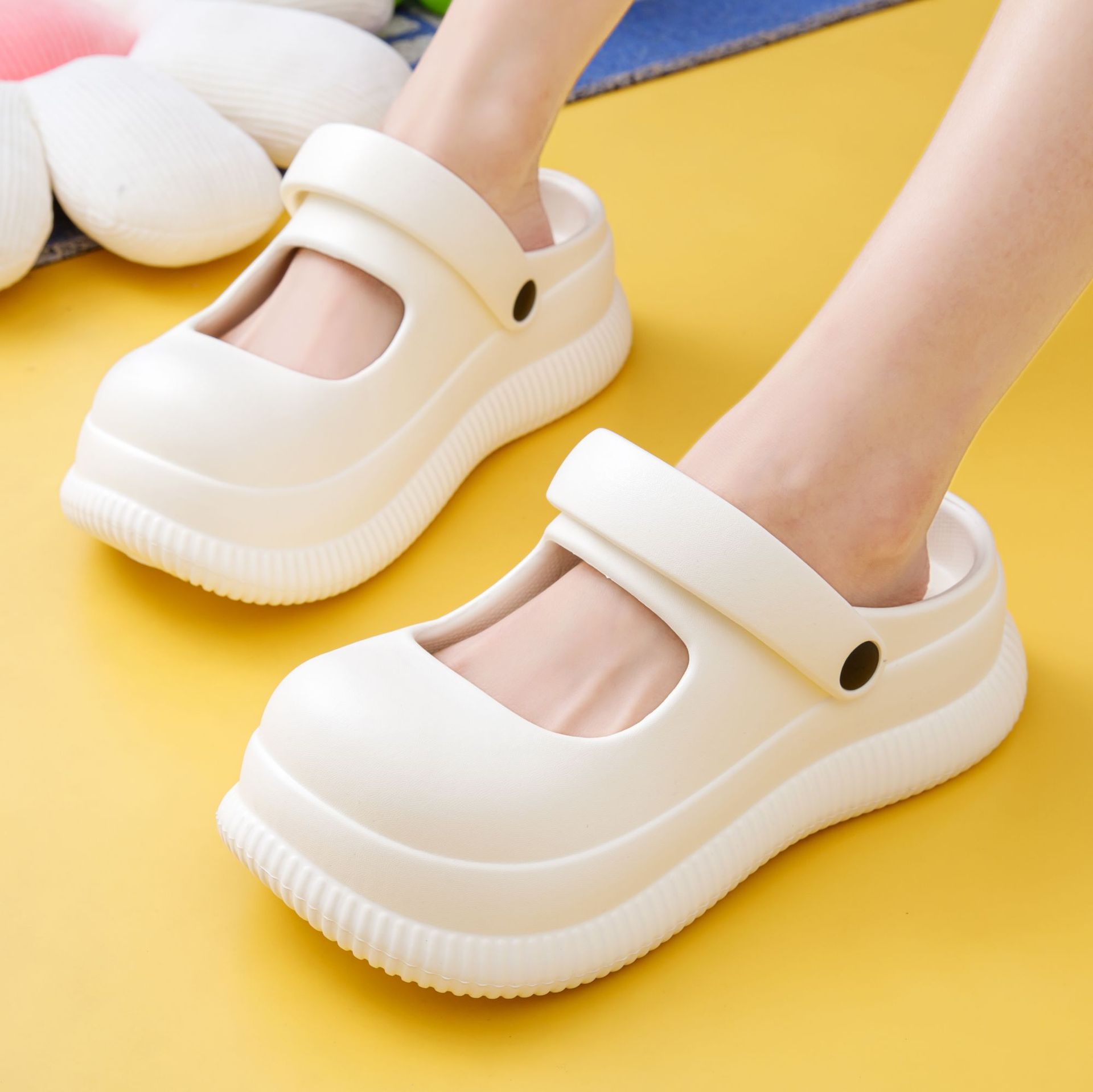 Eva Anti-Odor Slippers for Women, Thick-Soled Clogs, Women's Beach Mary Jane Sandals, Comfortable Thick-Soled Shoes for Women