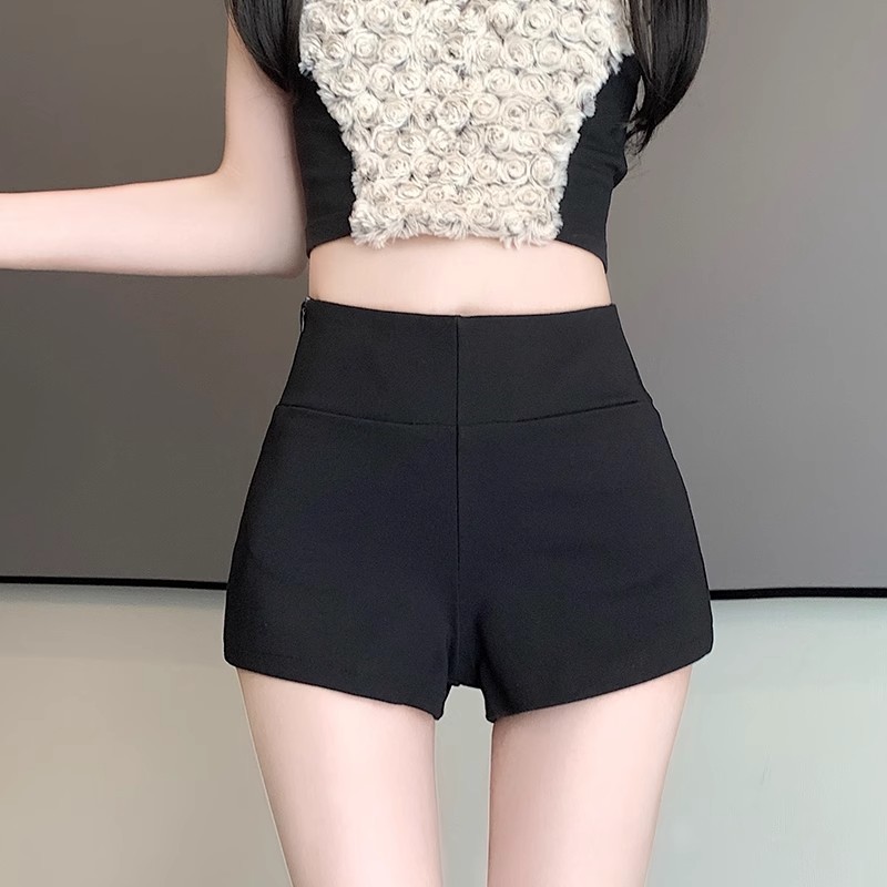 Black Shorts Women's Summer High Waist 2024 New Arrival A- Word Slim plus size Suit Casual Hot Pants
