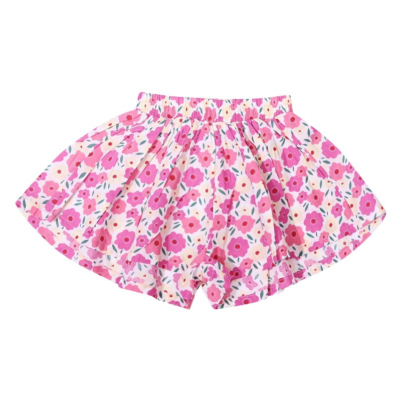 Floral Skirt Pants Girls' Shorts Skirt 2023 Summer Children's Baby Hot Pants Outerwear Sweet Floral Skirt Pants