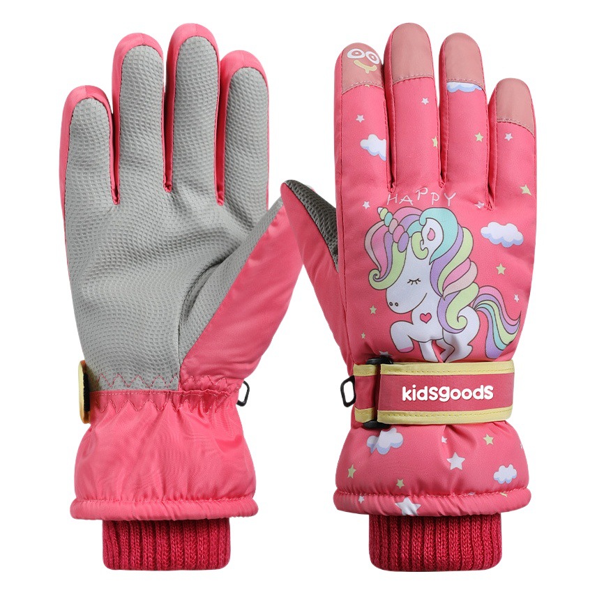 Children's Ski Gloves Winter Children's Cycling Non-slip Wear-resistant fleece-lined Warm Gloves Windproof and Water-resistant DRST23