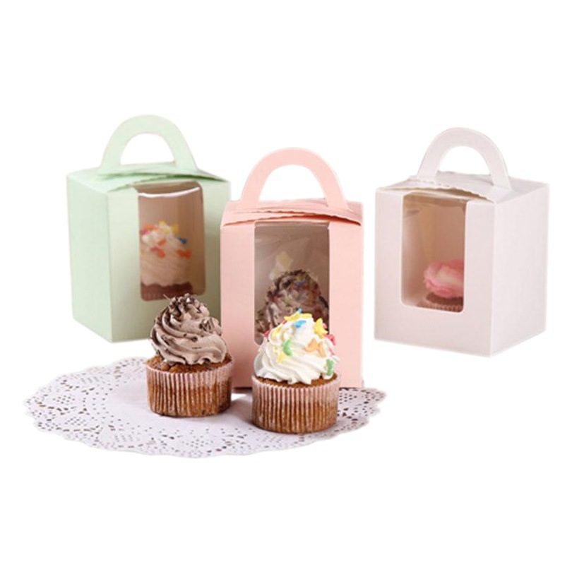 Maffin Cup Cake Box Portable Portable Window Wood Bran Cup Packaging Box Cake Cup Cupcake Packaging Box
