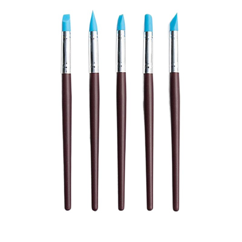 Cross-border pottery tools 5 pieces of suit clay auxiliary tools soft pottery clay sculpture nail art graffiti indentation silicone pen