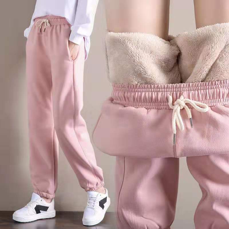 Cross-border Autumn and Winter Thickened fleece-lined Lamb Velvet Sports Pants Casual Pants Harlan Pants Cotton Pants Warm and Cold-proof New Arrival